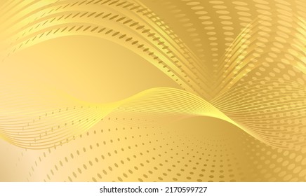 Abstract gold glow wavy stripes, circles, shapes on golden background. Creative line art design elements. Vector illustration EPS10 luxury style for wedding invitation, celebration, gift card