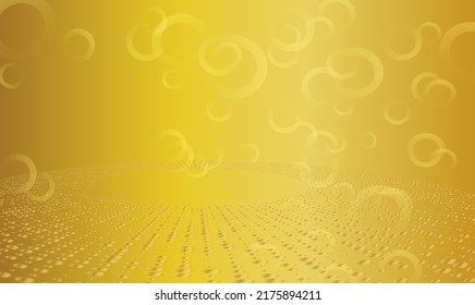 Abstract gold glow wavy stripes, circles, shapes on golden background. Creative line art design elements. Vector illustration EPS10 luxury style for wedding invitation, celebration, gift card