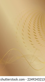 Abstract gold glow wavy stripes, circles, shapes on golden background. Creative line art design elements. Vector illustration EPS10 luxury style for wedding invitation, celebration, gift card