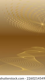 Abstract gold glow wavy stripes, circles, shapes on golden background. 
Creative line art design elements. Vector illustration EPS10 luxury 
style for wedding invitation, celebration, gift card