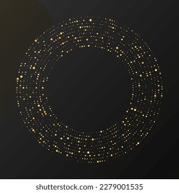 Abstract gold glowing halftone dotted background  Gold glitter pattern in circle form  Circle halftone dots  Vector illustration