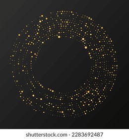 Abstract gold glowing halftone dotted background. Gold glitter pattern in circle form. Circle halftone dots. Vector illustration