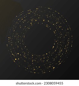 Abstract gold glowing halftone dotted background. Gold glitter pattern in circle form. Circle halftone dots. Vector illustration