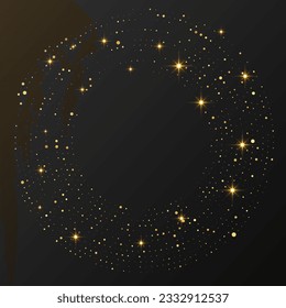 Abstract gold glowing halftone dotted background. Gold glitter pattern in circle form. Circle halftone dots. Vector illustration