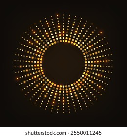 Abstrakter, goldglühender, mit einem Bildpunkt versehener Hintergrund. Glitzermuster aus Gold.