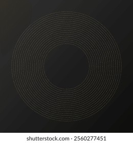 Abstract gold glowing halftone dotted background. Gold glitter pattern in circle form. Circle halftone dots. Vector illustration