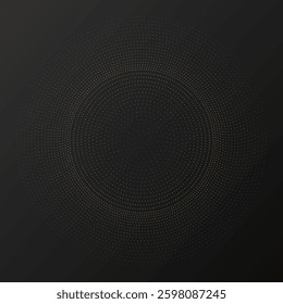 Abstract gold glowing halftone dotted background. Gold glitter pattern in circle form. Circle halftone dots. Vector illustration
