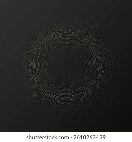 Abstract gold glowing halftone dotted background. Gold glitter pattern in circle form. Circle halftone dots. Vector illustration