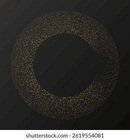 Abstract gold glowing halftone dotted background. Gold glitter pattern in circle form. Circle halftone dots. Vector illustration