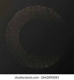 Abstract gold glowing halftone dotted background. Gold glitter pattern in circle form. Circle halftone dots. Vector illustration