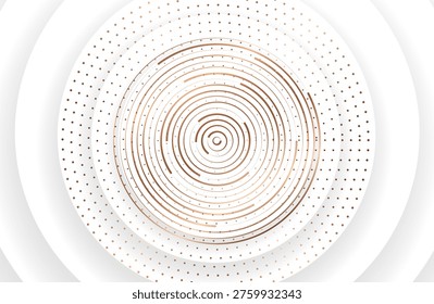 Abstract gold glowing halftone dotted background. Gold glitter pattern in circle form on whte background. 
Circle halftone dots. Vector illustration