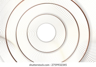 Abstract gold glowing halftone dotted background. Gold glitter pattern in circle form on whte background. 
Circle halftone dots. Vector illustration