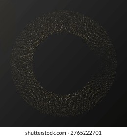 Abstract gold glowing halftone dotted background. Gold glitter pattern in circle form. Circle halftone dots. Vector illustration