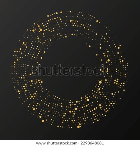 Abstract gold glowing halftone dotted background. Gold glitter pattern in circle form. Circle halftone dots. Vector illustration