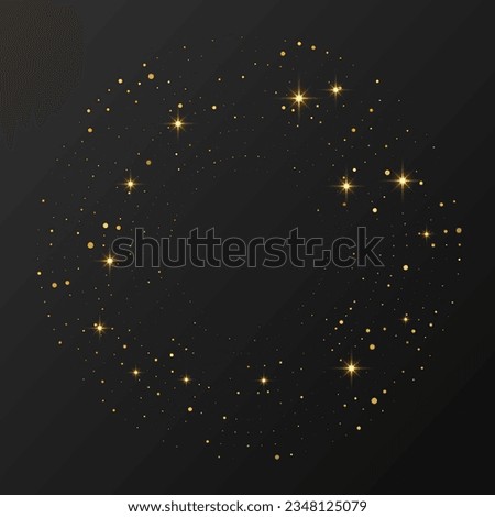 Abstract gold glowing halftone dotted background. Gold glitter pattern in circle form. Circle halftone dots. Vector illustration