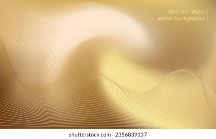 Abstract gold gradient background. Hand drawing 10 EPS. Golden waves, dots, various shapes. Metal pattern for background, presentation, website, cover, template, poster, backdrop, card, wallpaper.