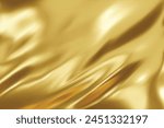 Abstract gold gradient background. Minimalistic subtle wavy golden silk texture. 3D vector illustration.