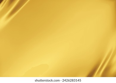 Abstract gold gradient background. Minimalistic subtle wavy golden silk texture. 3D vector illustration.