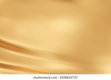 Abstract gold gradient background. Minimalistic subtle wavy golden silk texture. 3D vector illustration.