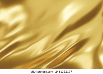 Abstract gold gradient background. Minimalistic subtle wavy golden silk texture. 3D vector illustration.