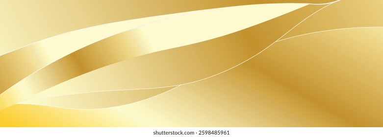 Abstract gold gradient background. Minimalistic subtle wavy golden silk texture. 3D vector illustration