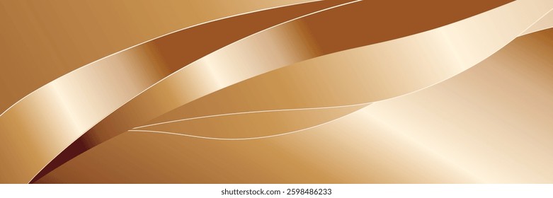 Abstract gold gradient background. Minimalistic subtle wavy golden silk texture. 3D vector illustration