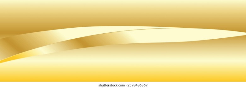 Abstract gold gradient background. Minimalistic subtle wavy golden silk texture. 3D vector illustration