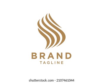 Abstract Gold Gradient Hair Wave Logo Letter S isolated on white background. Flat Vector Logo Design Template Element