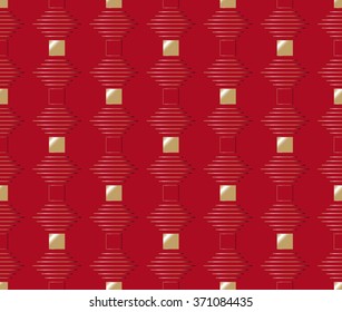 Abstract gold gradient hanging lamp design luxury on red background Chinese New Year background pattern seamless wallpaper. Vector image