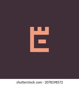 Letra de gradiente dorado abstracta E con diseño de logotipo de línea de corona. Símbolo de icono de logotipo de vector minimalista creativo