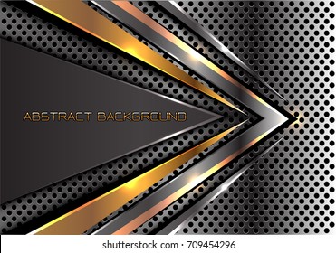 Velocidad de flecha gris dorada abstracta en el diseño de malla circular metálica diseño moderno futurista de fondo creativo textura de fondo ilustración vectorial.