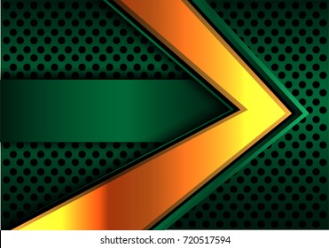Abstract gold green arrow metal circle mesh design modern luxury futuristic background vector illustration.