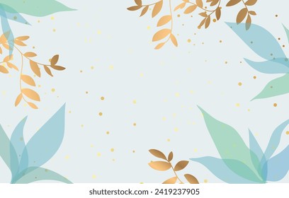 Resumen de oro y patrón floral verde sobre fondo desnudo.  Resumen del patrón dorado y floral rosado.  Patrón floral rosa desnudo.  Marco floral con hojas de oro. 
