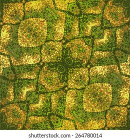 Abstract gold and green pattern with stylized reptile scales