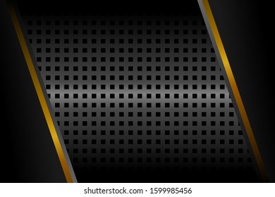Abstract Gold Grey Square Pattern in Black Dark Background