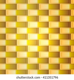 Abstract gold grid in vector. Yellow  lattice with square cells and light. Orange squares with border