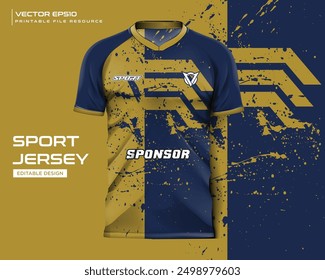 abstract gold grunge t shirt mockup sport jersey design for football soccer, racing, e sports, running design kit