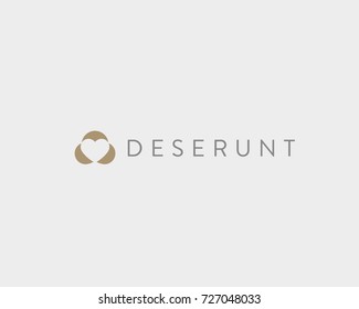 Abstract gold heart vector logotype. 