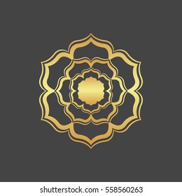 Abstract gold hexagonal frame. 
