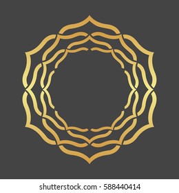 Abstract gold hexagonal frame. 