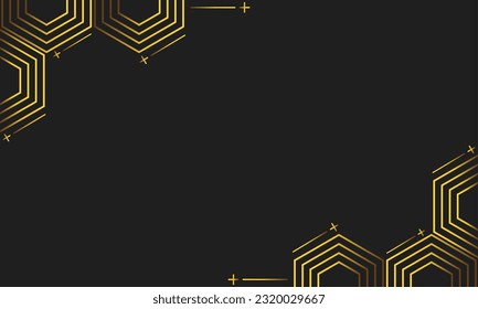 oro abstracto hexagonal geométrico sobre fondo negro
