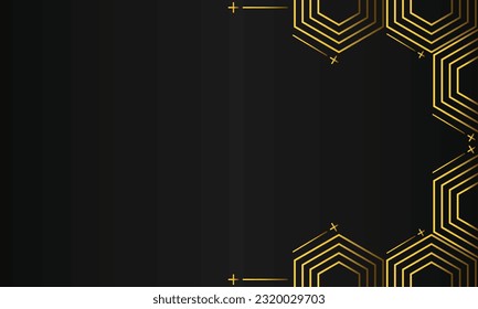 abstract gold hexagonal geometric on black background