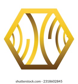 elemento de diseño de ornamento hexagonal de oro abstracto