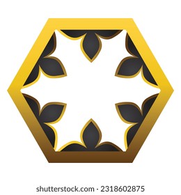 elemento de diseño de ornamento hexagonal de oro abstracto