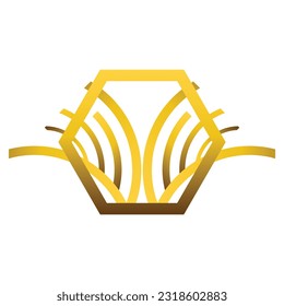 abstract gold hexagonal ornament design element