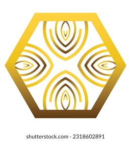 abstract gold hexagonal ornament design element