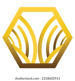 abstract gold hexagonal ornament design element