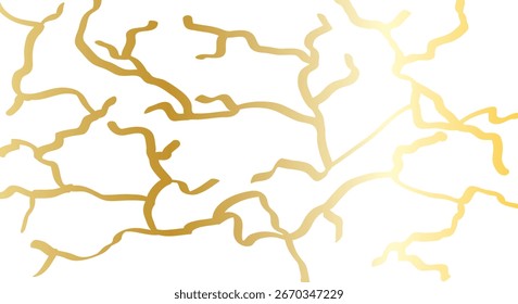 Abstrato ouro kintsugi design isolado no fundo branco. Padrão de ouro de pedra de mármore quebrado luxuoso