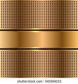 Abstract gold label black line on square mesh pattern design luxury modern background vector illustration.