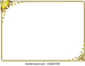 abstract Gold leaf frame floral for picture or sticker cut art design 